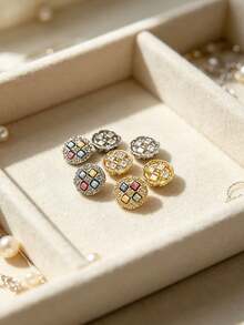 Pack 10 Pcs Colorful Resin Metal Dual‑Material Buttons Versatile Decorative Fasteners For Coats Outerwear Windbreakers Fashion Suits Fur Garments Hand‑Sewn Clothing Sewing Accessories - 10pcs - View 9