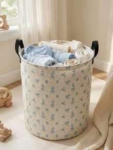 1 Piece, Cute Little Animal Pattern Printing Large Capacity Foldable Round Foldable Round Storage Dirty Clothes Basket Storage Basket, Portable And Ea - Multicolor - View 16