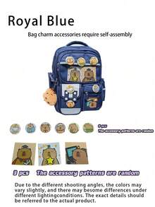 1Pc Fashion Capybara Theme Backpack With Adjustable Shoulder Strap-Durable Nylon Material, Zipper Closure, Polyester Lining, Printed Design-The Perfect Gift For Capybara Lovers, Travel Backpack, Shoulder Bag, Storage Bag - Rectangle - View 11