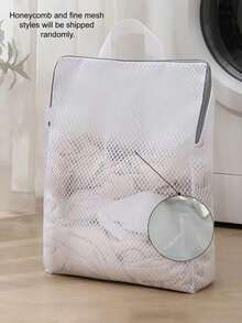 1pc White With Handle, 3D Honeycomb Mesh, Thick Fine Mesh, Specialized Laundry Bag For Washing Clothes In A Washing Machine. Laundry Bag. - White - View 2
