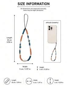 1件水晶珠手機腕帶，韓日風防丟手機殼掛飾，適合女孩 - 咖啡棕 - 查看 8