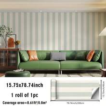 1PC Pastel Vertical Stripe Peel & Stick Wallpaper, Removable PVC Wall Decor For Nursery, Kids Room & Playroom - Multicolor - View 19