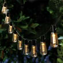 LED Solar String Light IP65 Waterproof Outdoor Christmas Decoration Bulb, Retro Holiday Wreath, Suitable For Courtyard, Camping, Holiday, Wedding And Party Decoration Light String. - Yellow - View 8