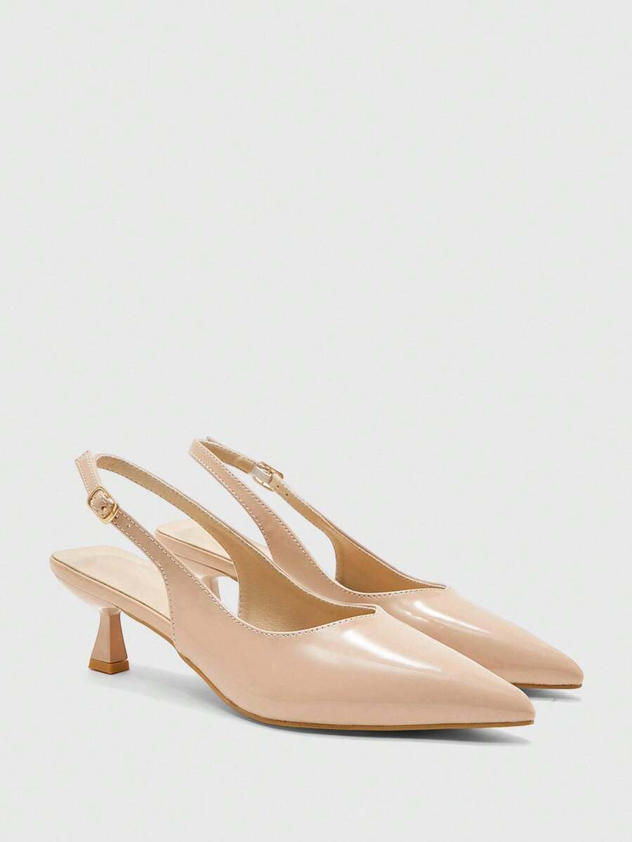 CUCCOO BIZCHIC Women's Apricot Pointed Toe High Heel Shoes With Back Tie Design, Simple Elegant Daily Versatile Commute Office Shoes - Apricot - View 1