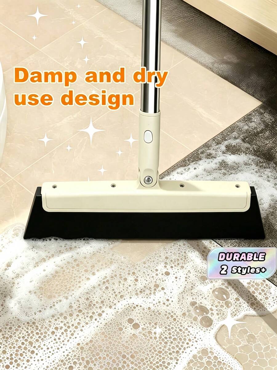 1PC STAINLESS STEEL FLEXIBLE ROTATING FLOOR SQUEEGEE MOP BROOM CLEANING BRUSH WATER STAIN HAIR REMOVAL SCRAPER FOR HARDWOOD TILE LAMINATE KITCHEN BATHROOM OFFICE GARAGE PET HAIR HOME CLEANING SUPPLIES GIFT - Multicolor - View 1