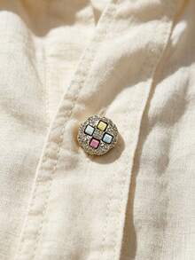 Pack 10 Pcs Colorful Resin Metal Dual‑Material Buttons Versatile Decorative Fasteners For Coats Outerwear Windbreakers Fashion Suits Fur Garments Hand‑Sewn Clothing Sewing Accessories - 10pcs - View 2