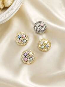 Pack 10 Pcs Colorful Resin Metal Dual‑Material Buttons Versatile Decorative Fasteners For Coats Outerwear Windbreakers Fashion Suits Fur Garments Hand‑Sewn Clothing Sewing Accessories - 10pcs - View 7