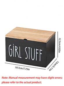 Rural Farmhouse Style Wooden Covered Tampon Storage Box - Multifunctional Bathroom Organizer, Ladies Toiletry Storage, Home Decor Accessory, Perfect For Small Bathroom Cabinet Storage - Multicolor - View 3