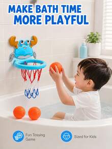 Bath Toys-Bathtub Basketball Hoop Kids Toddlers,Bath Toys Shower Toys,Suction Cup Basketball Hoop&3 Soft Balls Set Boys Girls,Birthday,Gifts Bath Toys Bath Toys Pool Toys Baby Bath Toys Baby Toys For Girls Water Toys Suction Toys Baby Toys Basketball - Multicolor - View 4