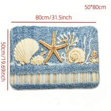 Coastal Bathroom Rug, Starfish Seashell Coral Pattern Microfiber Bath Mat, Non‑Slip TPR Backing Absorbent Machine Washable Low‑Pile Floor Mat For Bathroom Kitchen Entryway, Housewarming Gift - A - View 11