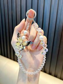 Colorful Crystal Beaded Phone Wrist Strap, Butterfly Decor Bead Lanyard, Anti‑Lost Keychain Charm, Bag Ornament, Accessory For Women Girls - multicolor - View 14
