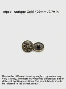 Pack 10 Pcs British Style Crown Metal Buttons Decorative Fasteners For Wool Coats Windbreakers Suits Outerwear Cotton Jackets School Uniforms Hand‑Sewn Clothing Sewing Accessories - 10pcs - View 10
