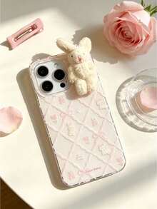 Bow Pattern Cute Rabbit Phone Case - White - View 5