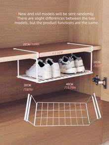 1PC Large Capacity Adjustable No Installation Foldable Hook-On Under Shelf Organizer White Multi-Functional Shoe Rack Dorm Home Storage For Shoes Clothes Items Space Saver Storage Solution - Multicolor - View 12