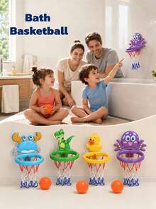 Bath Toys-Bathtub Basketball Hoop Kids Toddlers,Bath Toys Shower Toys,Suction Cup Basketball Hoop&3 Soft Balls Set Boys Girls,Birthday,Gifts Bath Toys Bath Toys Pool Toys Baby Bath Toys Baby Toys For Girls Water Toys Suction Toys Baby Toys Basketball - Multicolor - View 3