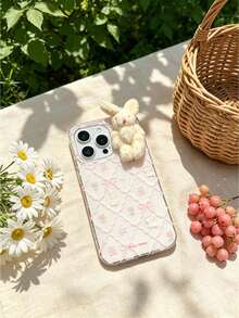 Bow Pattern Cute Rabbit Phone Case - White - View 4