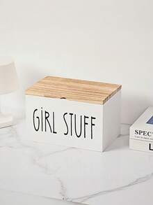 Rural Farmhouse Style Wooden Covered Tampon Storage Box - Multifunctional Bathroom Organizer, Ladies Toiletry Storage, Home Decor Accessory, Perfect For Small Bathroom Cabinet Storage - Multicolor - View 12
