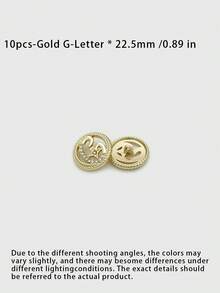 10入組時尚星星水鑽鑲嵌鏤空圓形金屬鈕扣字母G裝飾扣，適用於毛衣西裝外套外衣，手縫衣物縫製配件 - 10pcs - 查看 5