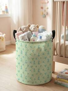 1 Piece, Cute Little Animal Pattern Printing Large Capacity Foldable Round Foldable Round Storage Dirty Clothes Basket Storage Basket, Portable And Ea - Multicolor - View 32