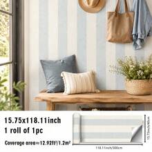 1PC Pastel Vertical Stripe Peel & Stick Wallpaper, Removable PVC Wall Decor For Nursery, Kids Room & Playroom - Multicolor - View 27
