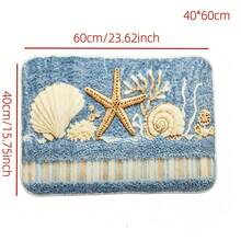 Coastal Bathroom Rug, Starfish Seashell Coral Pattern Microfiber Bath Mat, Non‑Slip TPR Backing Absorbent Machine Washable Low‑Pile Floor Mat For Bathroom Kitchen Entryway, Housewarming Gift - A - View 10