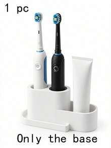 1 Piece 3-Hole Electric Toothbrush Storage Rack, Available In Black And White, Toothbrush And Toothpaste Are Stored Separately, Toothbrush Storage Rack, ABS Plastic Material, Extra Toothpaste Storage Space. Removable And Easy-To-Clean Storage Rack - Multiple I-style - View 9