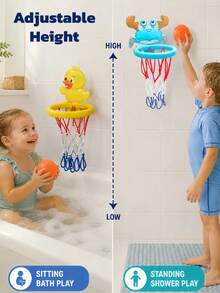Bath Toys-Bathtub Basketball Hoop Kids Toddlers,Bath Toys Shower Toys,Suction Cup Basketball Hoop&3 Soft Balls Set Boys Girls,Birthday,Gifts Bath Toys Bath Toys Pool Toys Baby Bath Toys Baby Toys For Girls Water Toys Suction Toys Baby Toys Basketball - Multicolor - View 7