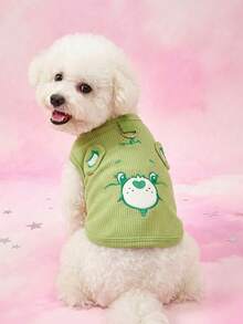 Care Bears X PETSIN 1件可愛小熊綠色華夫格上衣，附立體耳朵，適用貓狗，春夏薄款透氣，抽繩扣設計，適合室內放鬆或戶外清新探險 - 綠色 - 查看 2