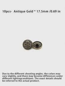 Pack 10 Pcs British Style Crown Metal Buttons Decorative Fasteners For Wool Coats Windbreakers Suits Outerwear Cotton Jackets School Uniforms Hand‑Sewn Clothing Sewing Accessories - 10pcs - View 11