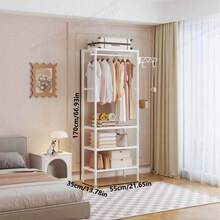 1pc Portable Wardrobe, Multi-Functional Multi-Layer Metal Clothes Storage Cabinet/Clothes Rack, Clothing Storage, Hanging Rod, Bedroom Living Room Storage, Shoe Storage, Luggage Storage, Bedroom School Dormitory Storage Rack, Ideal Choice For Home - View 18