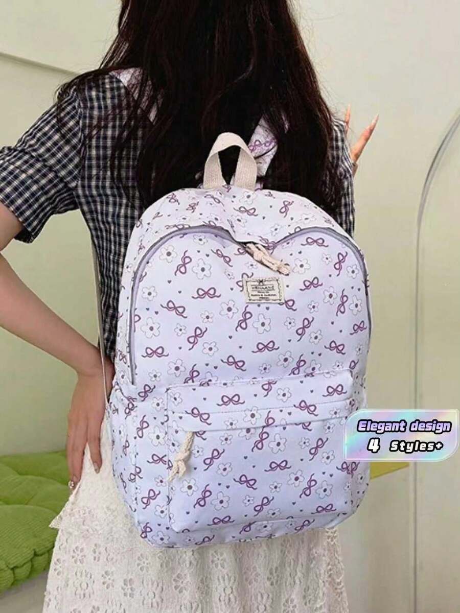 1 Set Back To School Backpack Set - Large Capacity Backpack + Lunch Bag + Pencil Case , With Laptop Compartment, Durable Nylon Backpack, With Adjustable Shoulder Straps And Spacious Multi-Pockets - Lightweight Portable - Multicolor - View 1