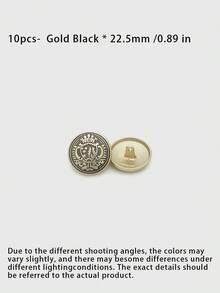 Pack 10 Pcs British Style Crown Metal Buttons Decorative Fasteners For Wool Coats Windbreakers Suits Outerwear Cotton Jackets School Uniforms Hand‑Sewn Clothing Sewing Accessories - 10pcs - View 19