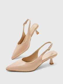 CUCCOO BIZCHIC Women's Apricot Pointed Toe High Heel Shoes With Back Tie Design, Simple Elegant Daily Versatile Commute Office Shoes - Apricot - View 6