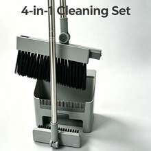 Three-In-One Broom Dustpan Set, Which Integrates Broom, Dustpan And Hidden Brush, 180 Rotation Without Dead Angle Cleaning, Automatic Rebound And Leak-Proof Scanning, Scraping Hair Without Hand Pulling, Folding And Standing Storage, Saving Space, Making Home Cleaning More Efficient And Convenient. - Triple - View 8