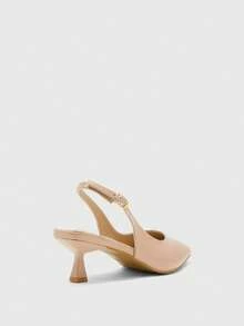 CUCCOO BIZCHIC Women's Apricot Pointed Toe High Heel Shoes With Back Tie Design, Simple Elegant Daily Versatile Commute Office Shoes - Apricot - View 4