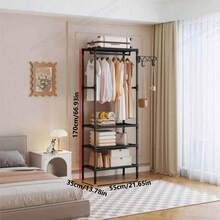 1pc Portable Wardrobe, Multi-Functional Multi-Layer Metal Clothes Storage Cabinet/Clothes Rack, Clothing Storage, Hanging Rod, Bedroom Living Room Storage, Shoe Storage, Luggage Storage, Bedroom School Dormitory Storage Rack, Ideal Choice For Home - View 19