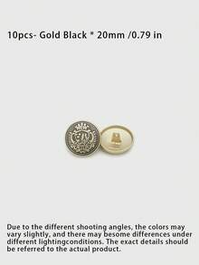 Pack 10 Pcs British Style Crown Metal Buttons Decorative Fasteners For Wool Coats Windbreakers Suits Outerwear Cotton Jackets School Uniforms Hand‑Sewn Clothing Sewing Accessories - 10pcs - View 12
