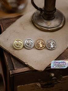10入組時尚星星水鑽鑲嵌鏤空圓形金屬鈕扣字母G裝飾扣，適用於毛衣西裝外套外衣，手縫衣物縫製配件 - 10pcs - 查看 1