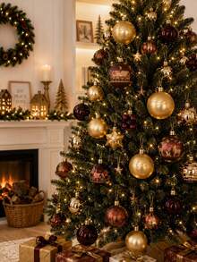 Cirelle 44pcs Christmas Ball Ornaments Set, Shatterproof Christmas Tree Ornaments Balls, Red & Gold Assorted Baubles Decor For Holiday Party - multicolor - View 1