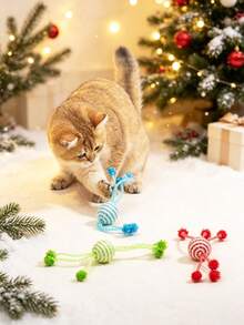 PETSIN 1件装宠物网绳猫玩具，宠物自娱自乐玩具，逗猫玩具，宠物耐咬磨牙玩具 - 彩色 - 查看 5