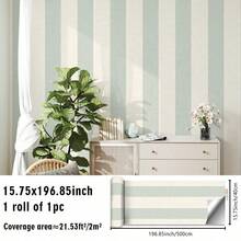 1PC Pastel Vertical Stripe Peel & Stick Wallpaper, Removable PVC Wall Decor For Nursery, Kids Room & Playroom - Multicolor - View 20