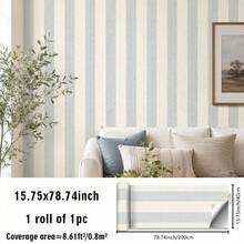 1PC Pastel Vertical Stripe Peel & Stick Wallpaper, Removable PVC Wall Decor For Nursery, Kids Room & Playroom - Multicolor - View 26