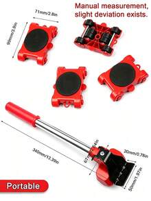 1 Set Furniture Moving Slider Kit, Heavy‑Duty Furniture Lifter With 4 Roller Pads, 360‑Degree Swivel Mover For Sofas, Cabinets, Refrigerators & Home Appliances, Floor Protection, Easy Single‑Person Moving Tool - multicolor - View 5