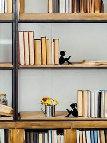 2PCS Metal Bookends Sturdy Nonslip Durable Decorative Bookshelf Supports Home Office Organizers Modern Study Art Decor Shelf Stands Non Scratch Base Gift For Readers Book Lovers Students Teachers Christmas Housewarming Trending - A - View 4