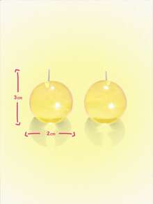 Popjeli 1 Pair Of Dopa Resin Round Stud Earrings, Suitable For Women, Daily Wear, Holiday Gifts - Yellow - View 7