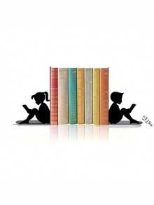 2PCS Metal Bookends Sturdy Nonslip Durable Decorative Bookshelf Supports Home Office Organizers Modern Study Art Decor Shelf Stands Non Scratch Base Gift For Readers Book Lovers Students Teachers Christmas Housewarming Trending - A - View 6