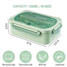 1200ml Adult Bento Lunch Box, 3‑Compartment Leak‑Proof Food Container ...
