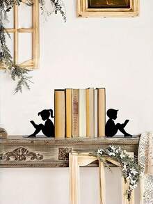 2PCS Metal Bookends Sturdy Nonslip Durable Decorative Bookshelf Supports Home Office Organizers Modern Study Art Decor Shelf Stands Non Scratch Base Gift For Readers Book Lovers Students Teachers Christmas Housewarming Trending - A - View 5