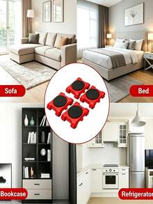 1 Set Furniture Moving Slider Kit, Heavy‑Duty Furniture Lifter With 4 Roller Pads, 360‑Degree Swivel Mover For Sofas, Cabinets, Refrigerators & Home Appliances, Floor Protection, Easy Single‑Person Moving Tool - multicolor - View 3