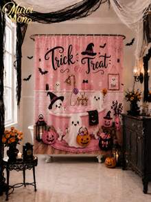 180cm* 180cm 1/3/4 Pcs Halloween Ghost Bathing Bathroom Set, Includes 12 Hooks, 2D Flat Shower Curtain, Non-Slip Mat And Toilet Cover. It Is A Beautiful And Practical Home Decoration Gift Suitable For Use During The Autumn Halloween Season. - Halloween - View 10